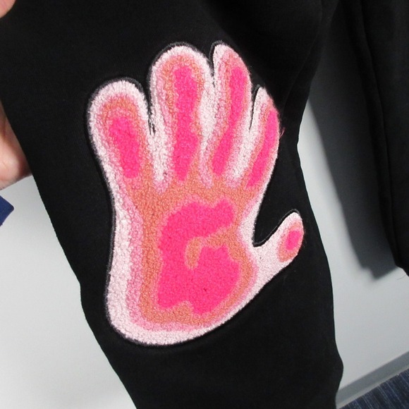 Emrzzz Thermal Sweatpants Women M Black Pink Cotton Blend Unique Lounge Cozy 862 - Picture 14 of 14